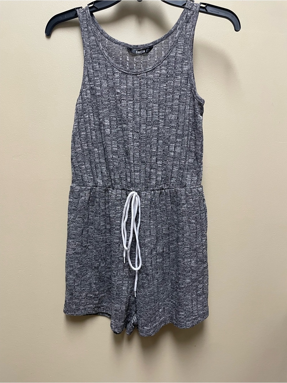 Gray Ribbed Tank Romper - Picture 2 of 3